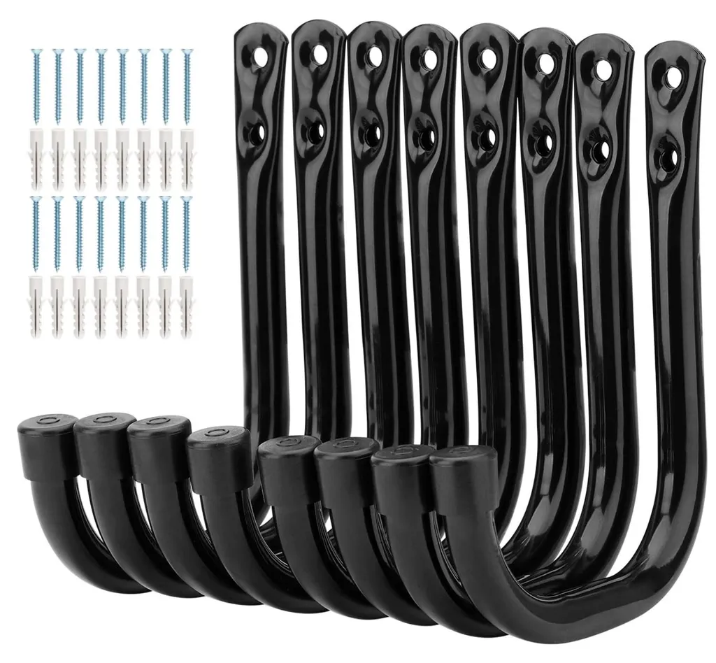 Support mural garage pour outils de jardin et équipement de sport noir