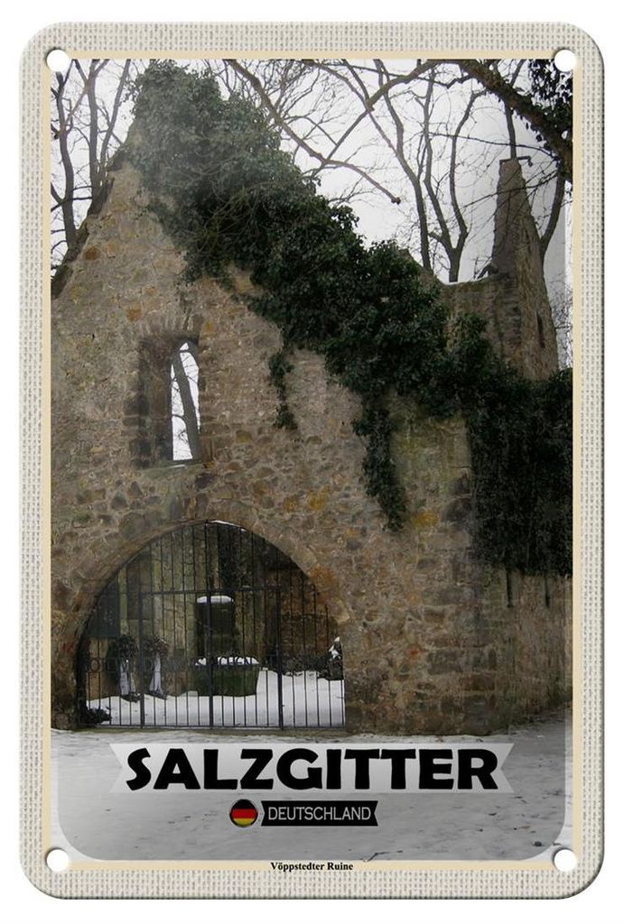 Blechschild Städte Salzgitter Vöppstedter Ruine Deko 12x18cm Schild