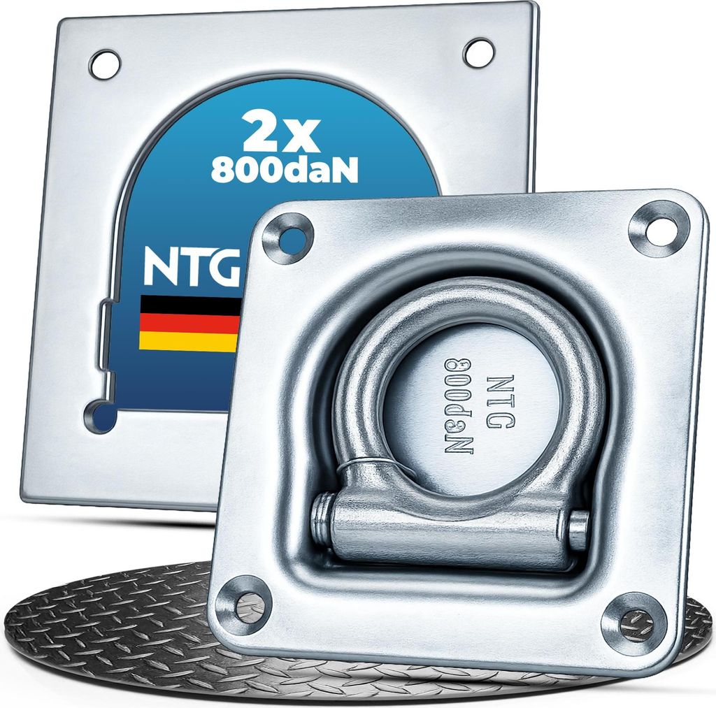 2 Stück Zurrmulde, verzinkt, 105 x 105 mm, 800 daN, mit Gegenplatte