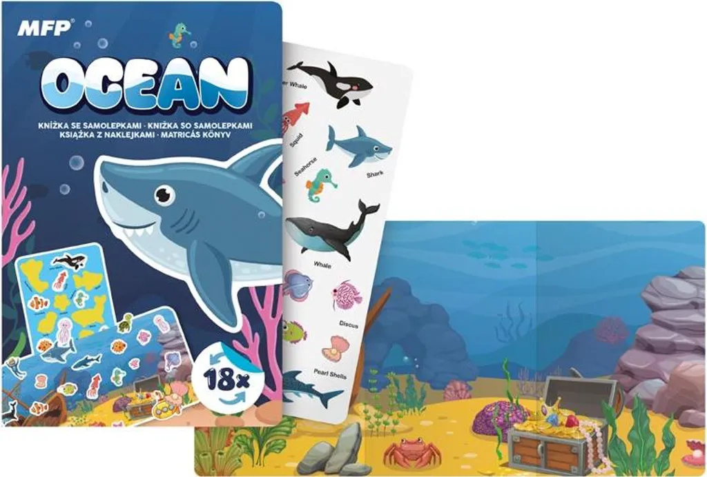 Sticker Book Ocean avec 18 autocollants réutilisables pour enfants