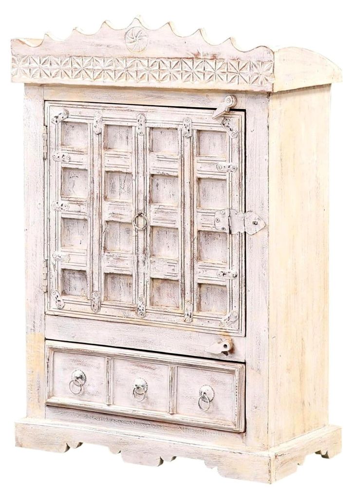 Nachttisch im Boho-Stil aus Holz, 90 cm hoch | Beistelltisch für Schlafzimmer oder Kinderzimmer als orientalisches Möbelstück | Skandinavischer ...