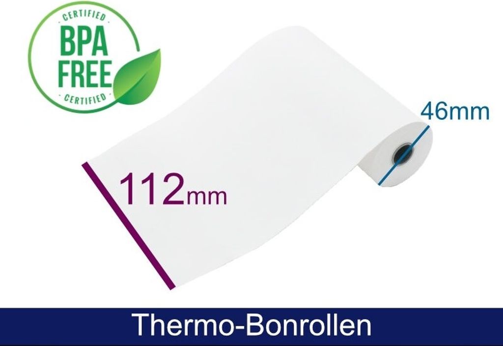 Thermorolle - 112 46 12 (B/D(max.)/K) weiss, 25m, 48g