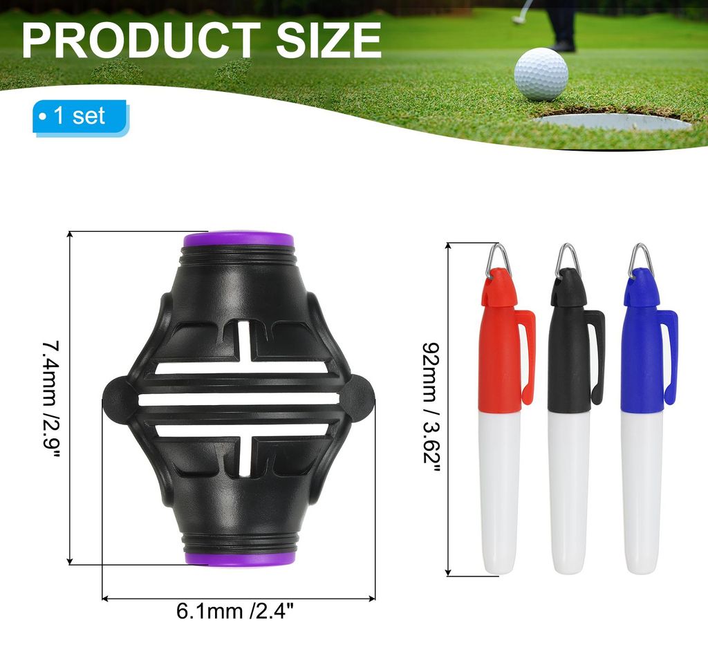 Golf Ball Marker Schablone 360 Grad Triple Track Golfball Ausrichtung Markierungswerkzeug Linienzeichnung Marker mit Marker Stiften fš¹r M?nner F...