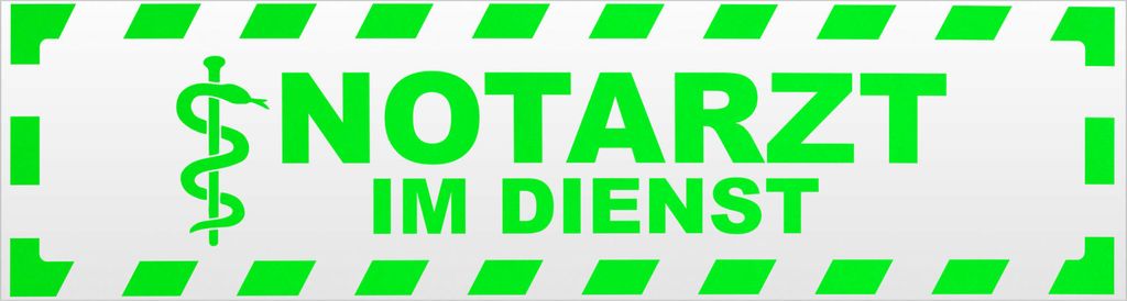 Kiwistar Notarzt im Dienst gestreift Magnetschild Schild magnetisch - 45cm Neongrün - Magnetfolie für Auto PKW Kfz
