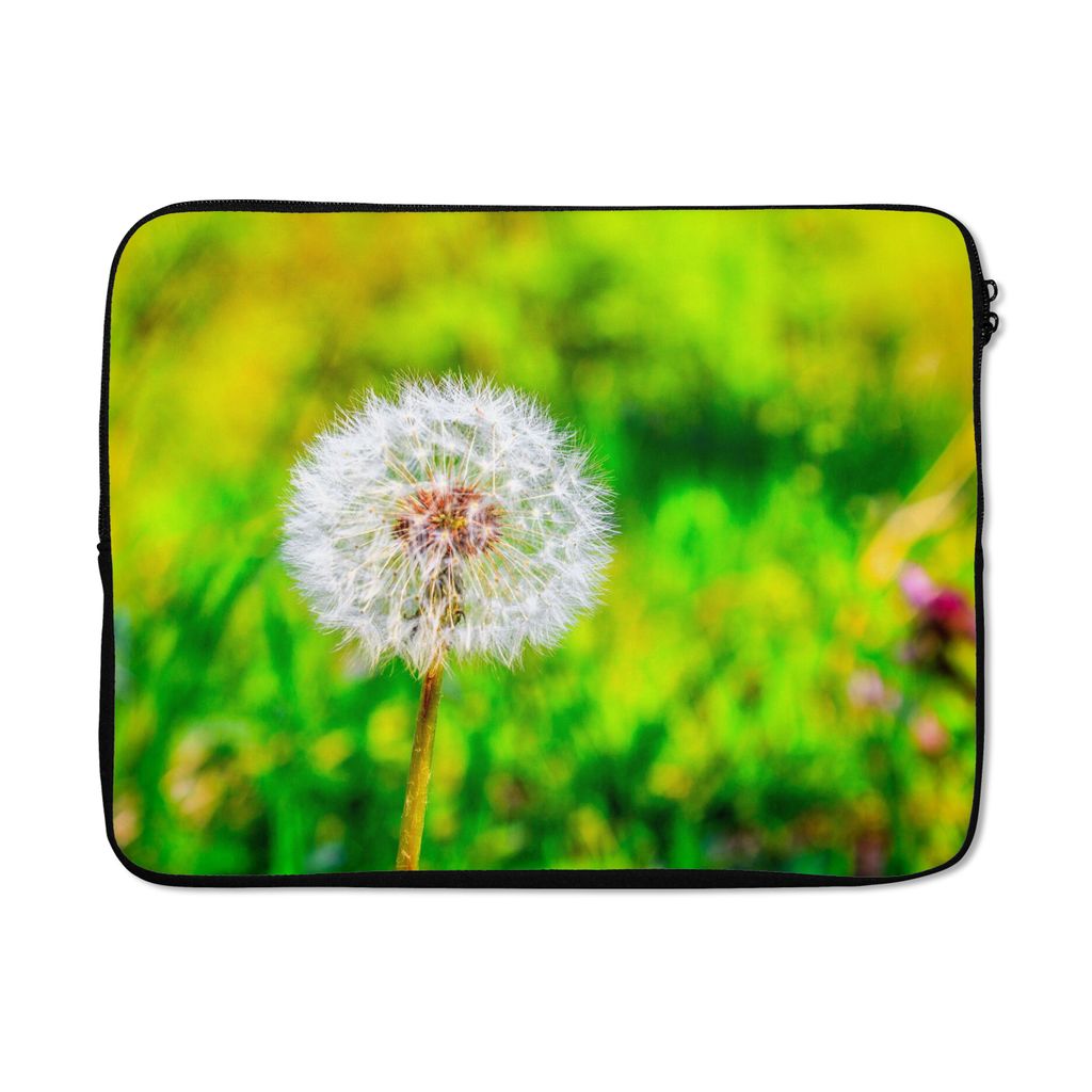 MuchoWow Laptop Hülle 17 Zoll Laptoptasche Löwenzahn - Gras - Blume - Zipper - Schutzabdeckung