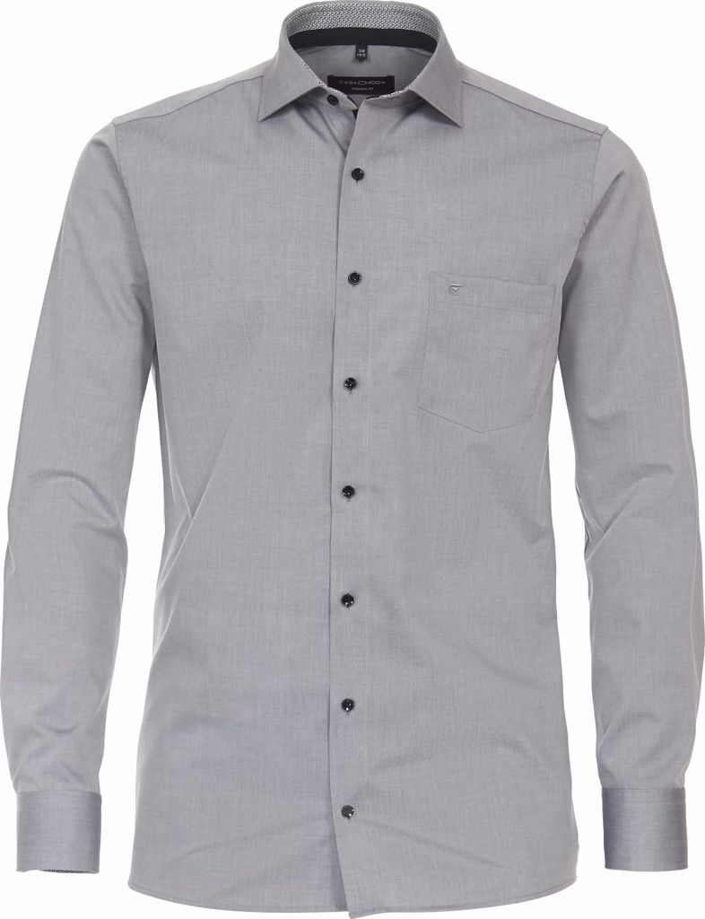 CASAMODA Herren Businesshemd Langarm Kent Modern-Fit Silbergrau 42