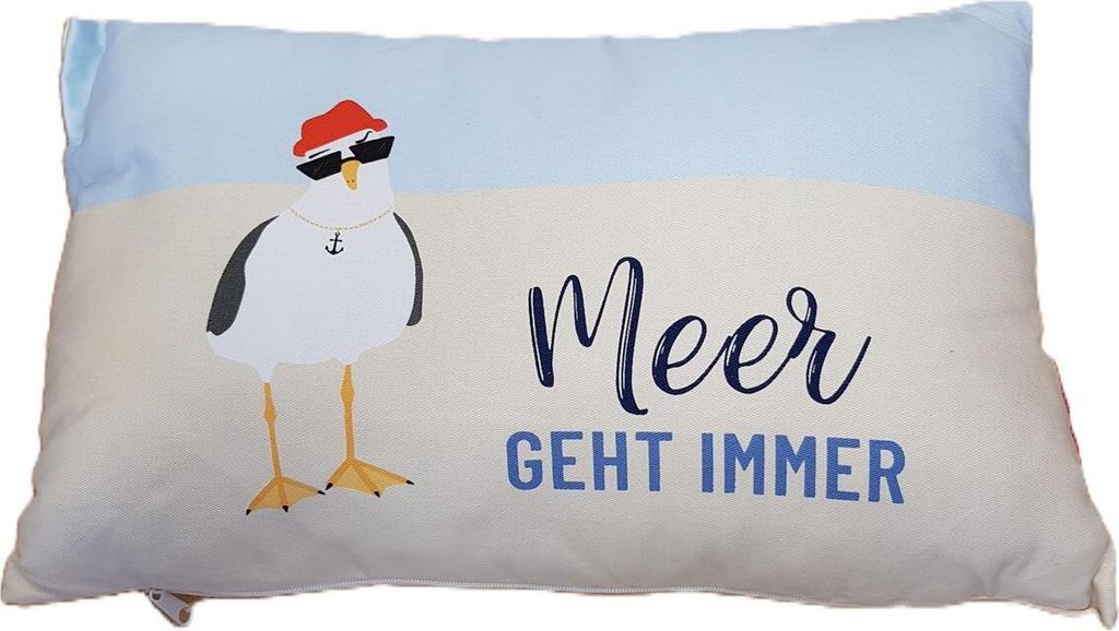 maritimes Kissen Möwe Meer geht immer 25x40cm Geschenk für Produktbild 