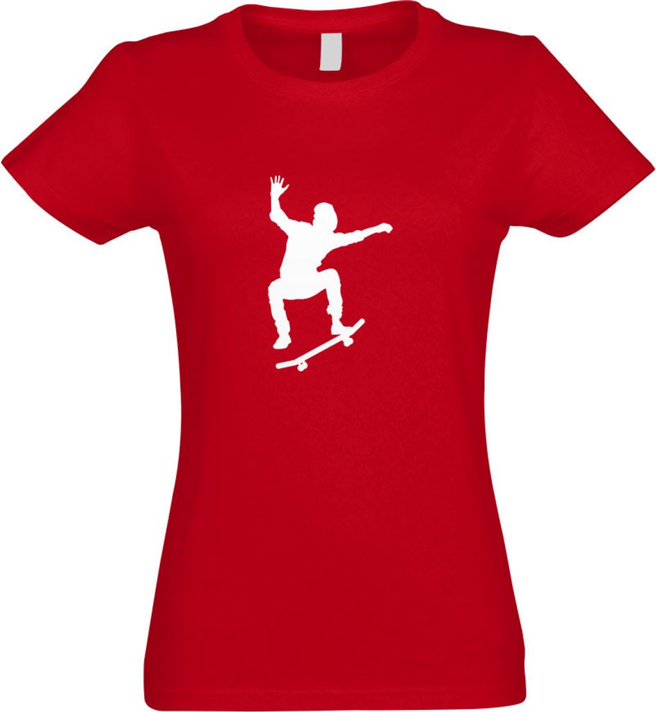 Kiwistar - T-Shirt tailliert - Damen - rot - Skateboard Skaten Figur - mit Motiv Bedruckt - Funshirt Design - Sport - Freizeit - Damen - XXL
