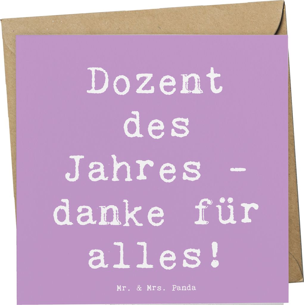Mr. & Mrs. Panda Grußkarte Spruch Dozent des Jahres - Lavendeltraum - Geschenk, Danke sagen, Anerkennung, Dankbarkeit, anlasskarte, Glückwunschka...