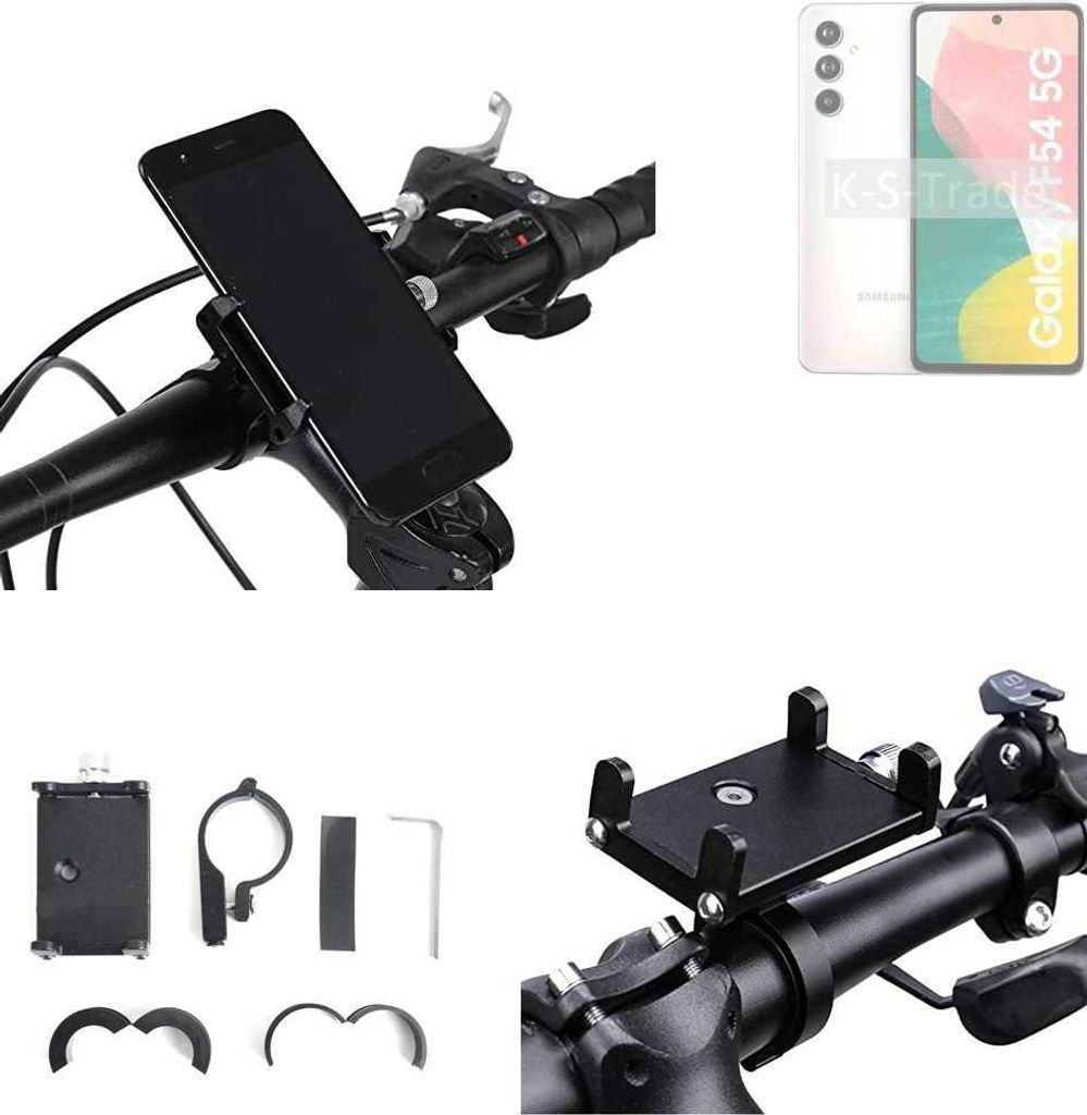 K-S-Trade Handyhalterung für das Fahrrad kompatibel mit Samsung Galaxy F54 5G Halter Lenkstange Fahrradhalterung Motorrad Bike Mount Befestigung