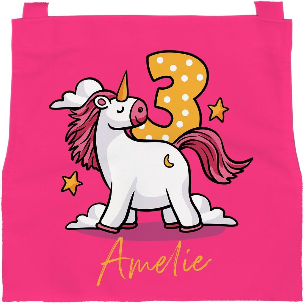 personalisierte Kinderschürze Einhorn mit Namen Alter Geschenk Geburtstag (3-6 Jahre) Kochschürze/Backschürze Kinder SpecialMe 3 Jahre pink 3-6 ...