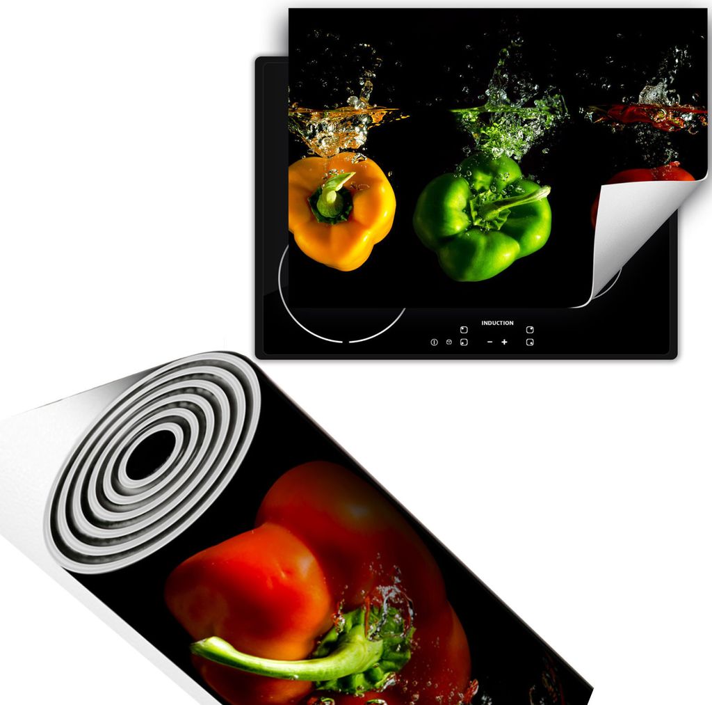 Herdabdeckplatte 70x52 cm Glaskeramikkochfeld Abdeckung Anti Rutsch Matte Aufrollbar, Schwarz Pfeffer