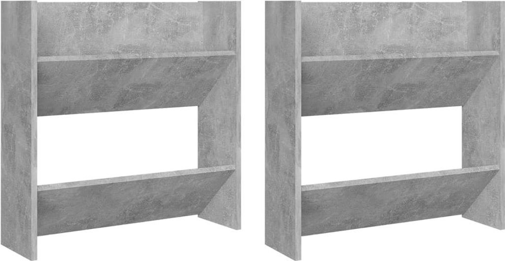 vidaXL Wand-Schuhschränke 2 Stk. Betongrau 60x18x60 cm Holzwerkstoff
