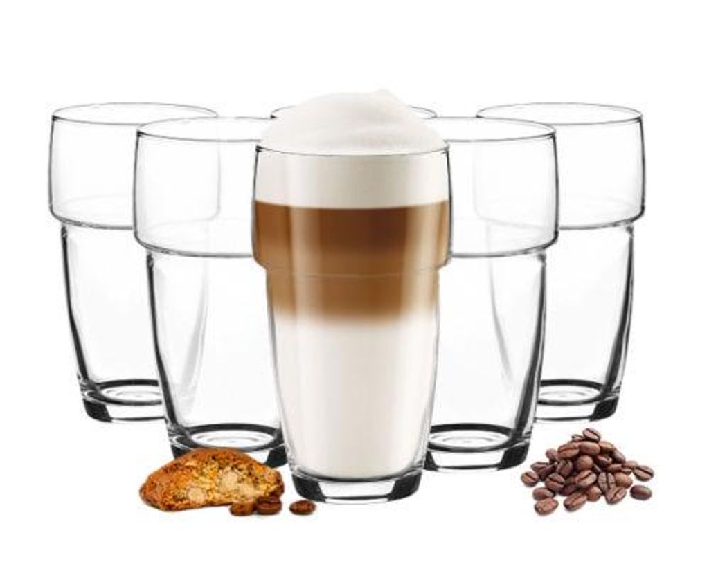 6 Doppelwandige Latte Macchiato Gläser 380ml mit Löffel Trinkgläser Kaffeegläser