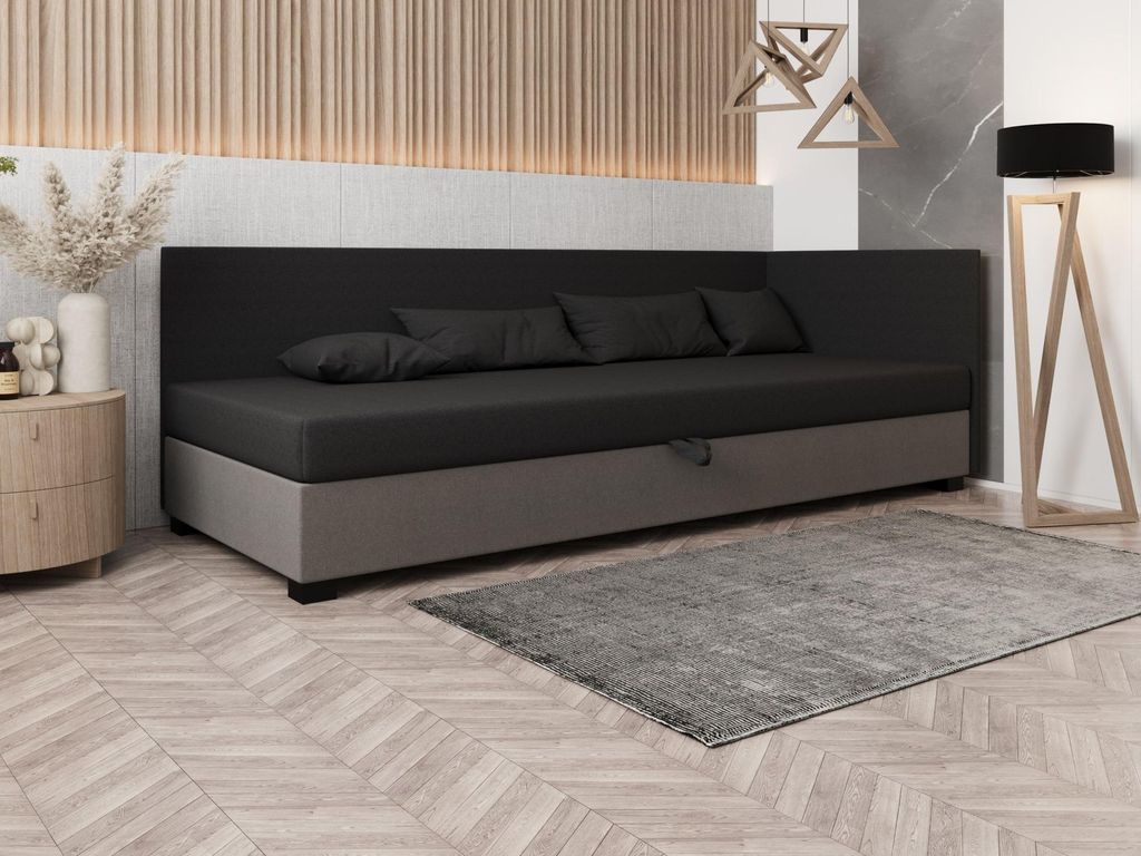 Polsterbett 110x195 HEIDI PLUS 1 - grau / hellgrau