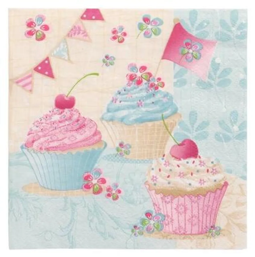 Serviette Papier Anti-Tache Anniversaire Cupcake 33cm PAPSTAR