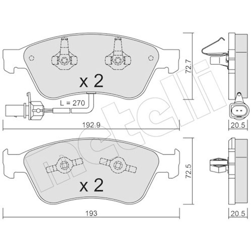 Bremsbelagsatz Scheibenbremse Metelli 22-0662-0 für Audi VW Vorderachse