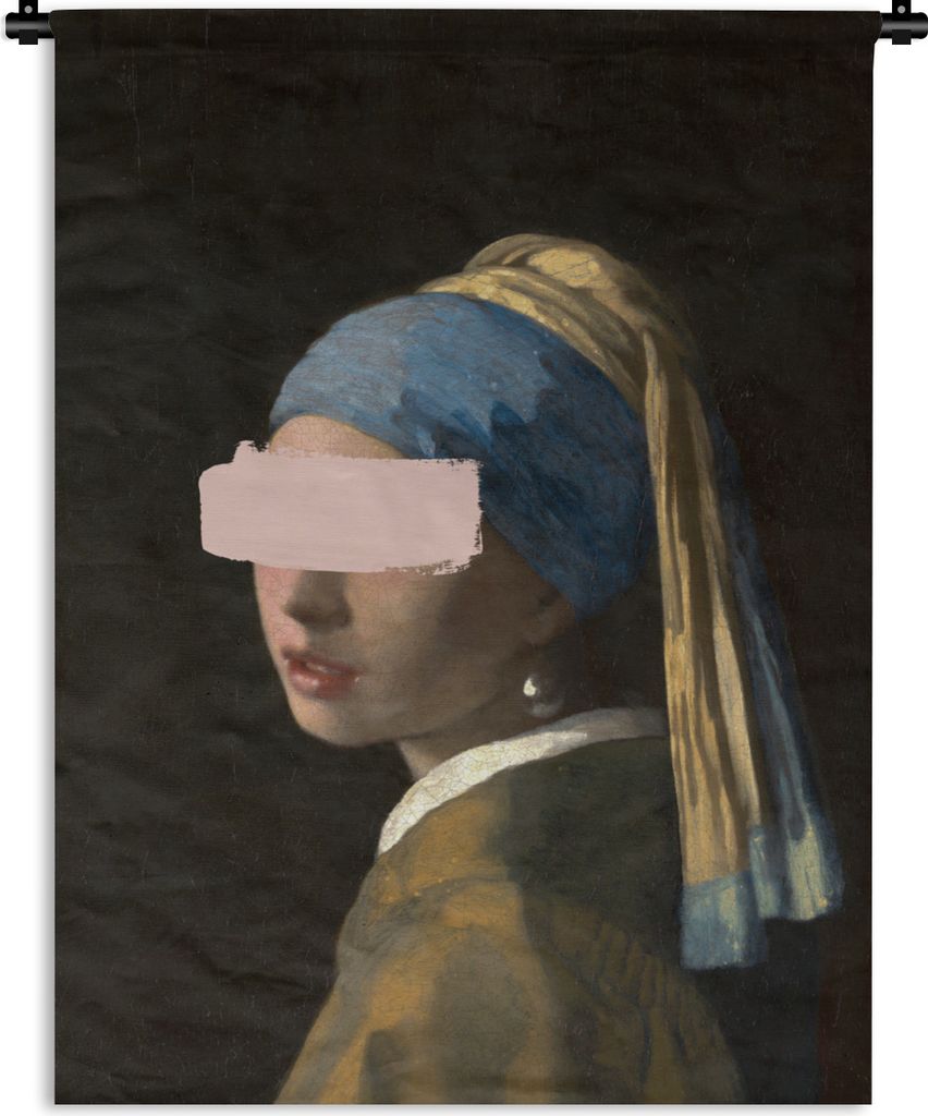 MuchoWow Wandteppich Wandbehang Mädchen mit Perlenohrring - Vermeer - Pastell 150x200 cm Tapisserie Dekoration Wandtuch - Wandaufhängung - Mode...