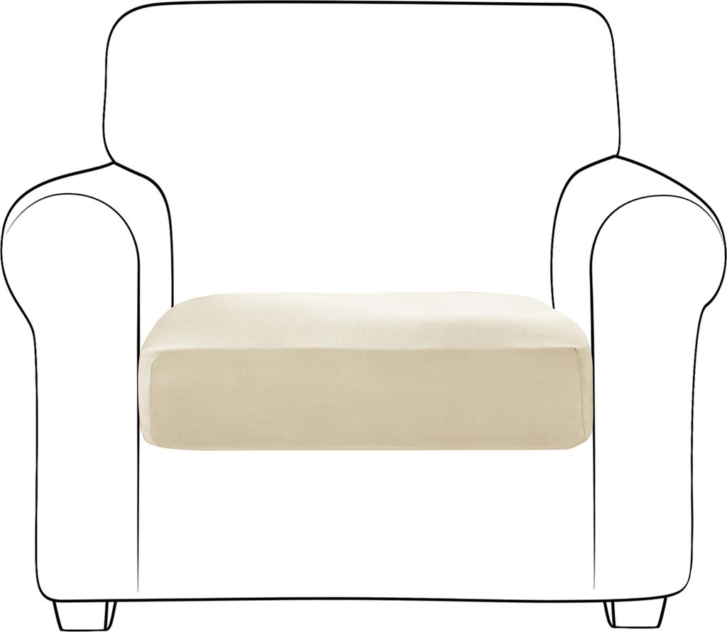 Topchances Samt Sofa Sitzkissenbezug, Elastischer Couch-Kissenbezug 1 Stück Sofakissen Schonbezug Sofasitzbezug Sofa Husse (Beige,1 Sitzer)
