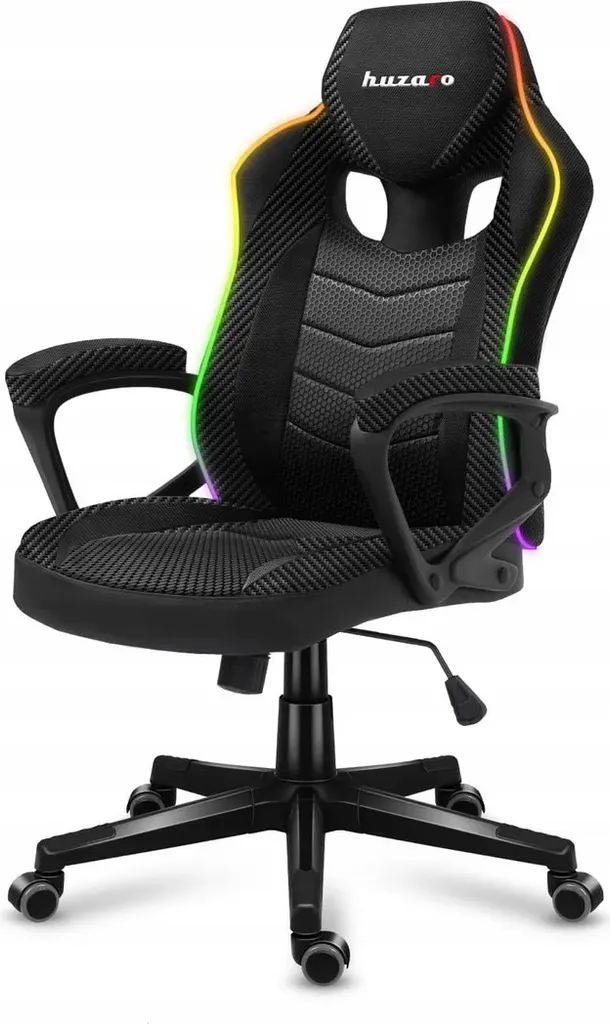 Chaise de jeu ergonomique noire, siège de joueur rotatif pour bureau