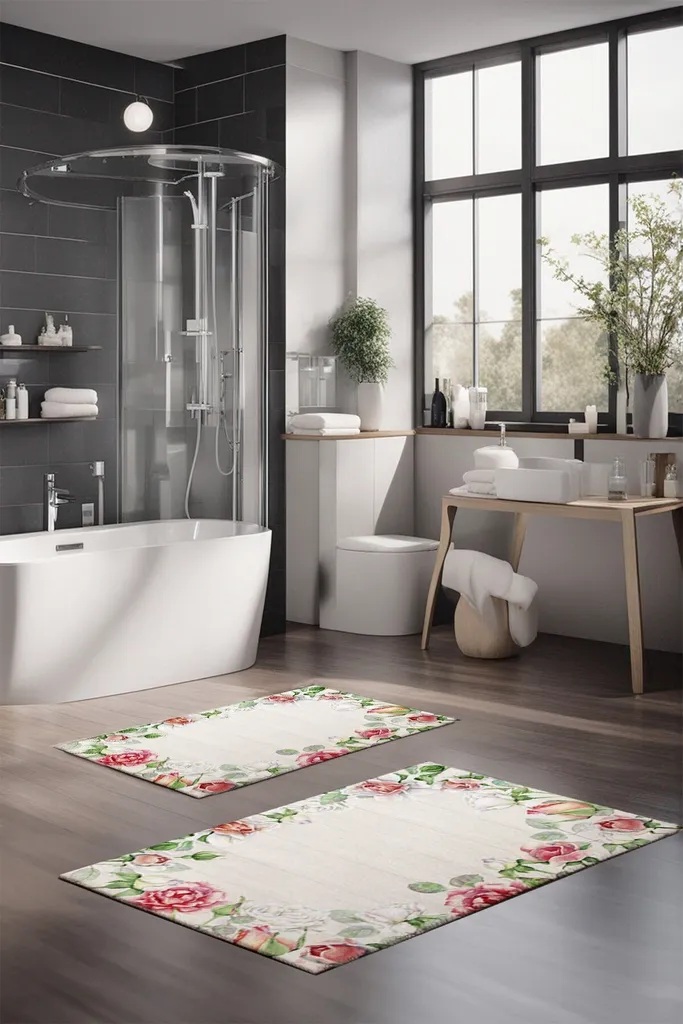 Set Bagno Mijolnir CT-5220 Multicolore: 2 Tappeti 60x100 100% Poliestere