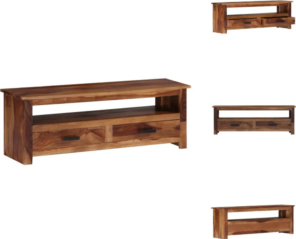 Banc TV en Bois de Rose Massif 118 cm - Meuble de Salon Style Exotique