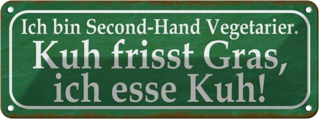 vianmo Blechschild 10x27 cm ich bin Second-Hand Vegatarier Essen Trinken