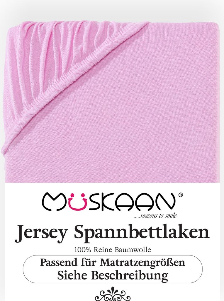 Müskaan Jersey Spannbettlaken 90x200cm - 100x200cm rosa bis Produktbild 1