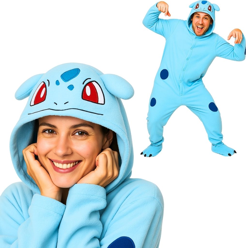 Pyjama Onesie Kigurumi Kostüm für Erwachsene Blau Bulbasaur S: 145 - 155cm