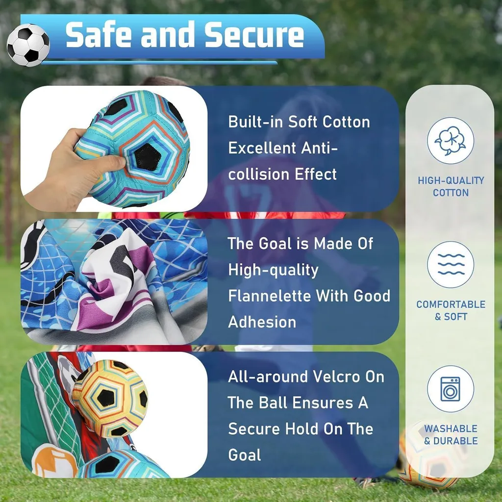 Jeu de football pour enfants, but de football intérieur et extérieur avec ballon à scratch, cadeau d'anniversaire pour garçons et filles de 3 à 8 ans