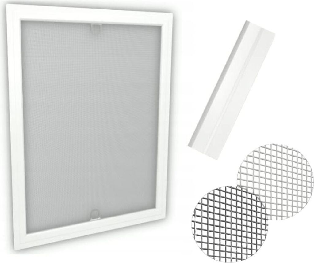 Time4Blinds, Insektenschutz Fenster Weißer Rahmen, Graues Netz, 130x150