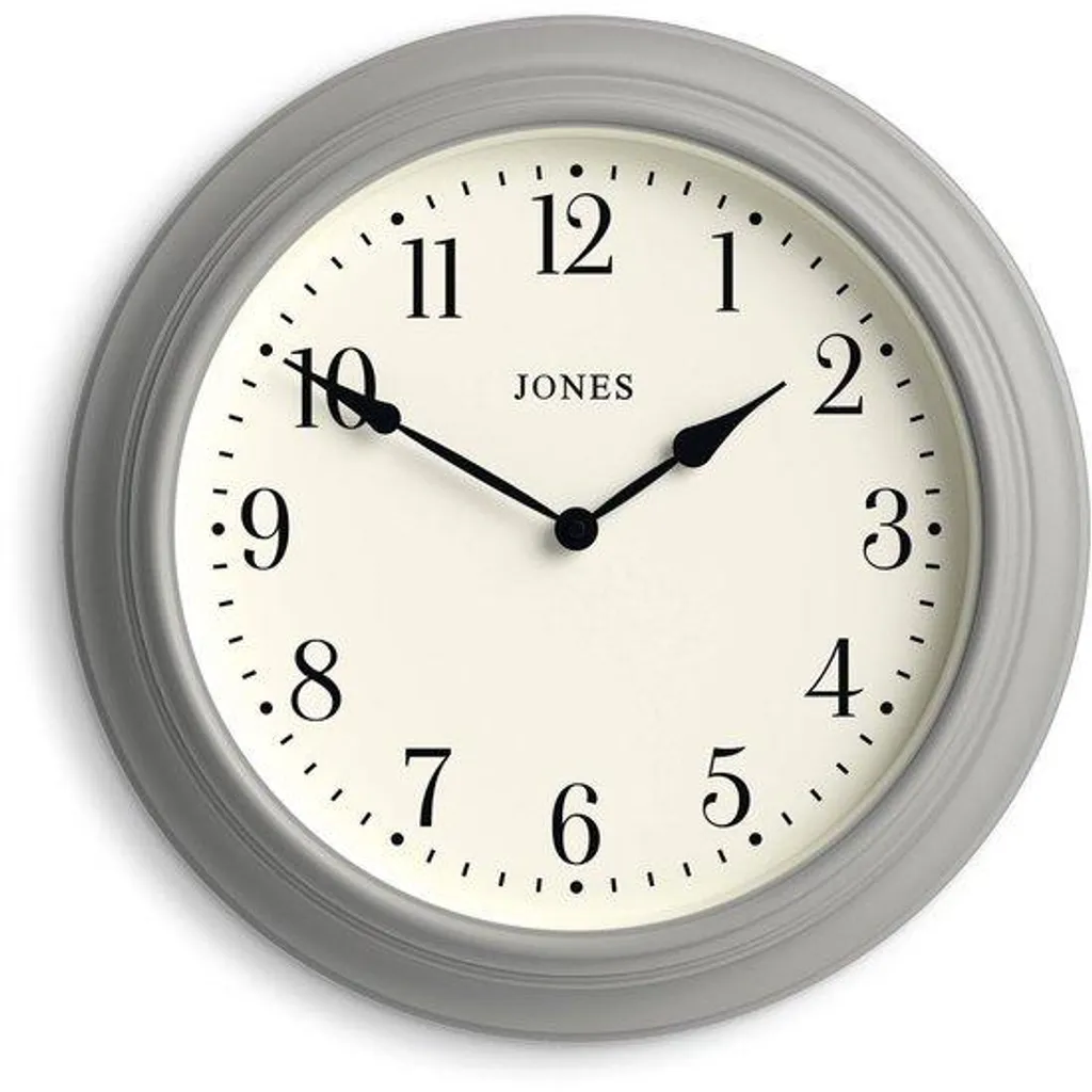 Grande horloge murale de cuisine ronde grise avec chiffres lisibles