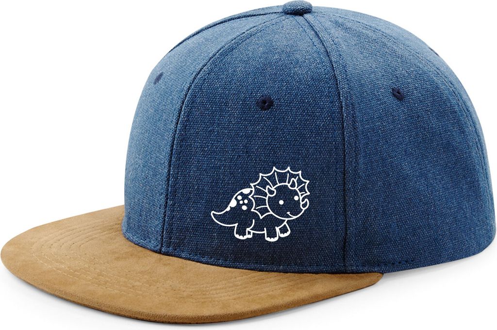Huuraa Cappy Mütze Triceratops Dinosaurier Denim Baumwolle und Polyester Snapback Kappe Geschenkidee