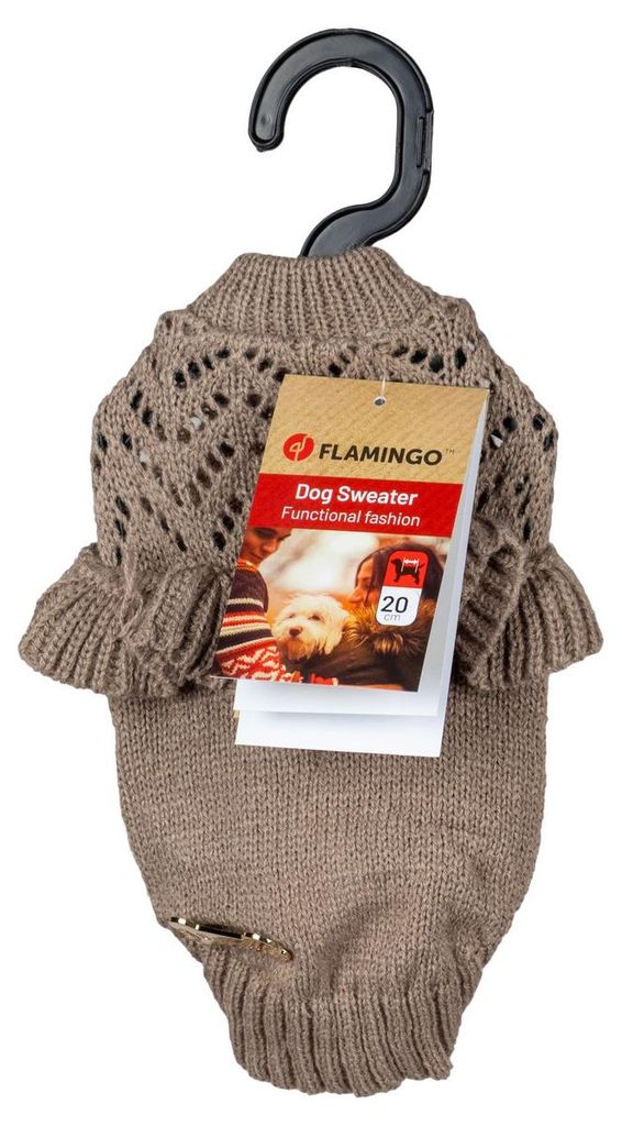 Flamingo Hundepullover Sady beige, Rückenlänge: 20 cm