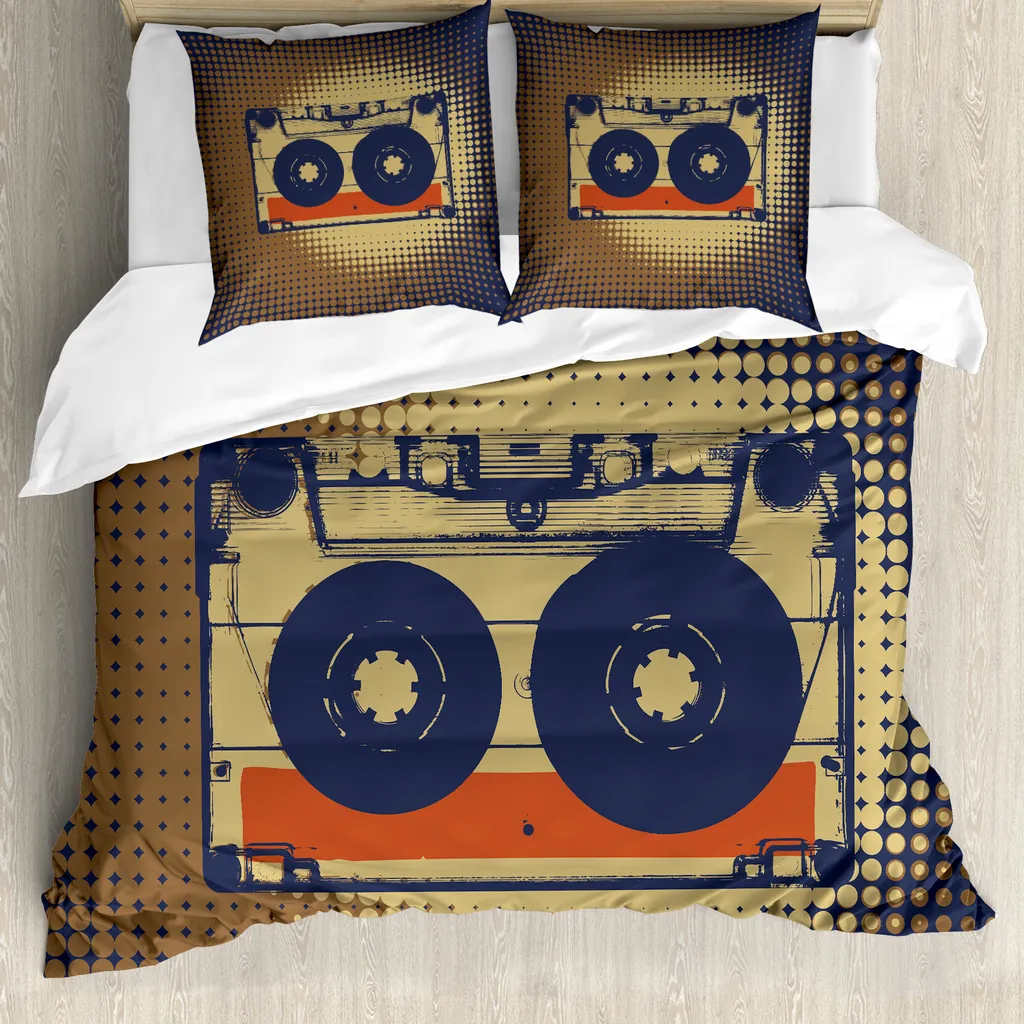 Set Letto 200x200 ABAKUHAUS Antiacaro Music Fun - Arancio e Blu