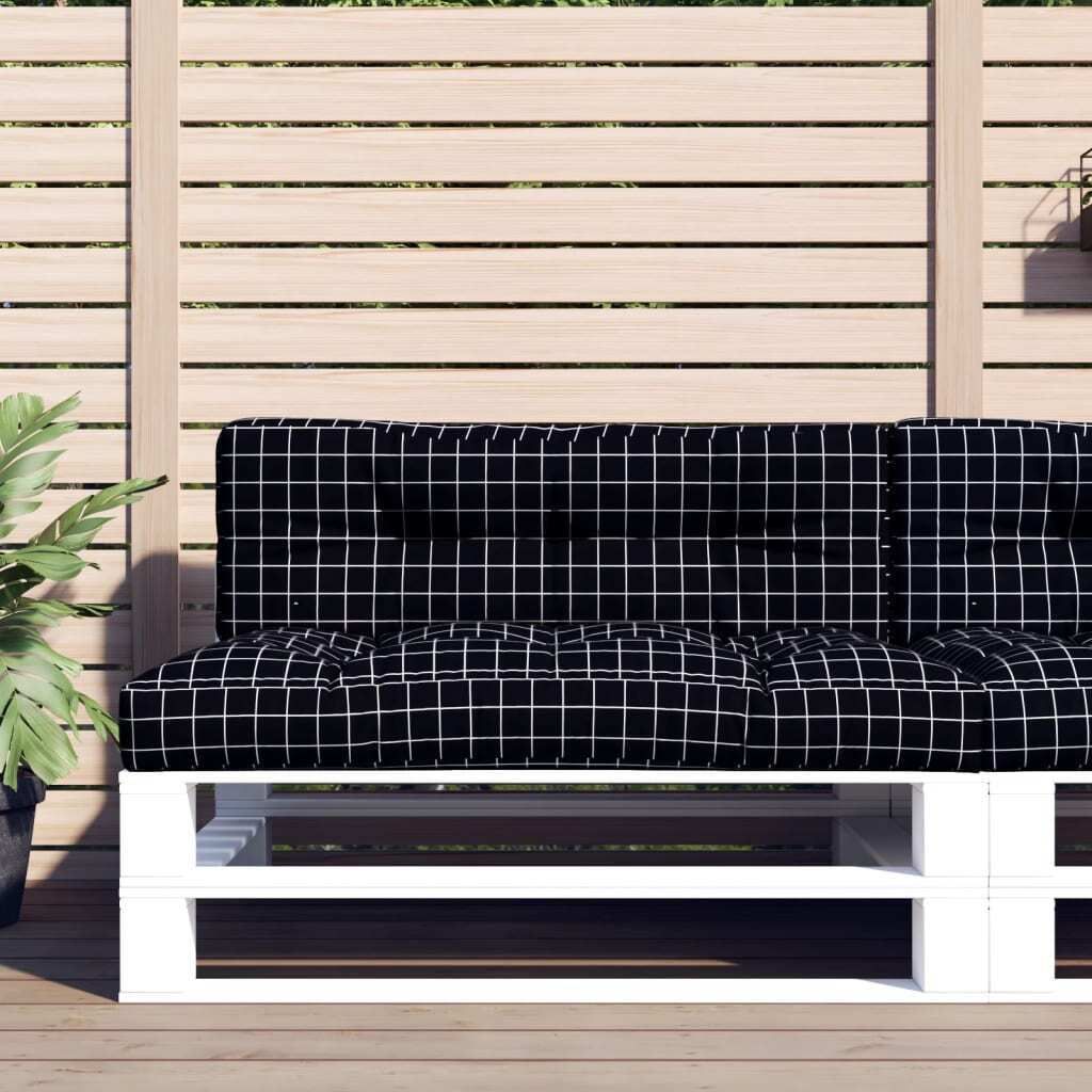 Cloris Designermöbel Palettenkissen 2-tlg. Schwarz Karomuster Stoff 2024 Neu