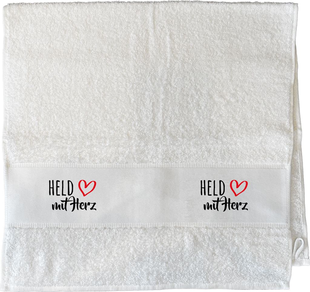 Huuraa Handtuch Held mit Herz 50x100cm White Baumwolle Handtuch Geschenkidee