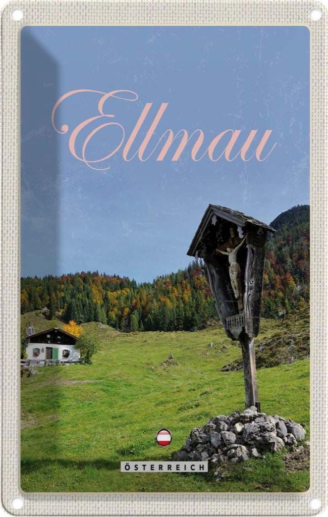 vianmo Blechschild 30x20 cm Ellmau Österreich Weide Natur Jesus Bildmotiv Reisemotiv Abenteuer Reisen Urlaub