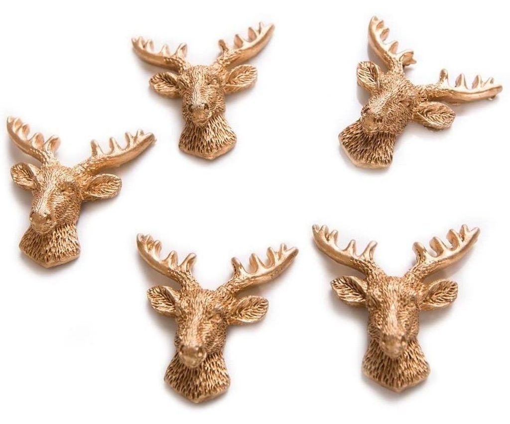 5 kleine Hirsch Geweih Streuteile Hirschkopf mit Klebepunkt zum Basteln