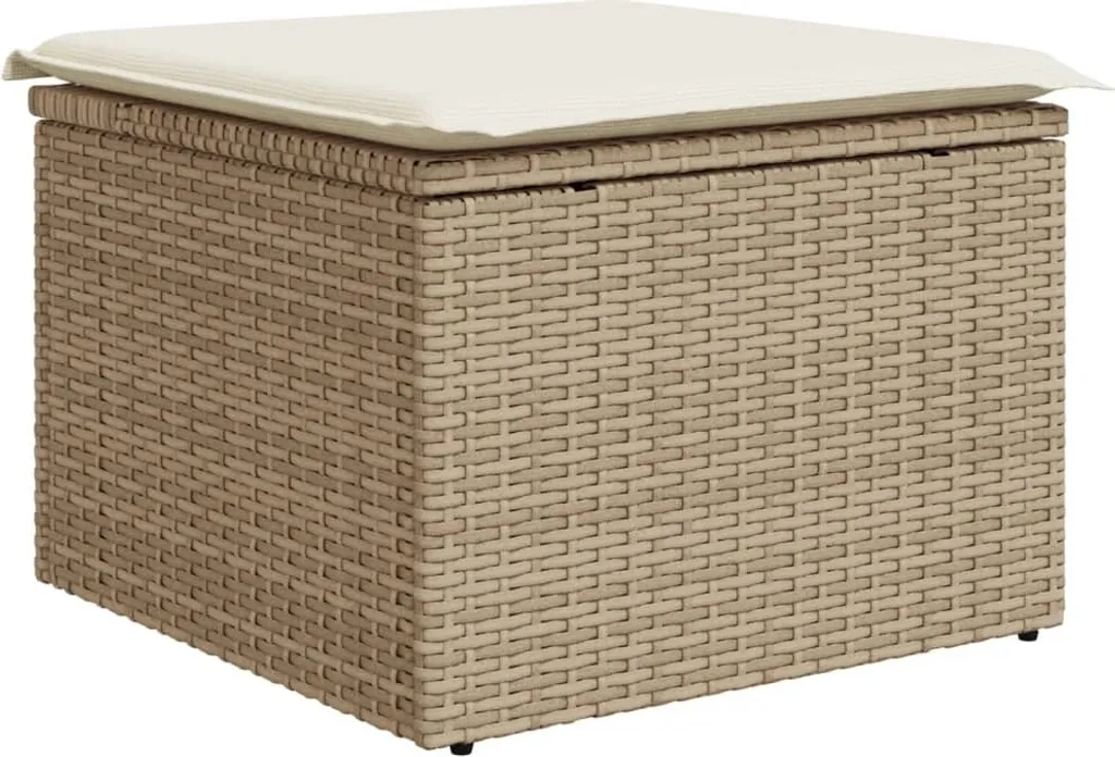 Sgabello da Giardino Robusto Beige con Cuscino - Pratico e Leggero 55x55