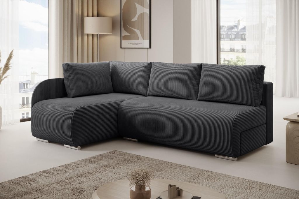 Ecksofa L-Form links Dunkelgrau – Modernes Schlafsofa mit Produktbild 