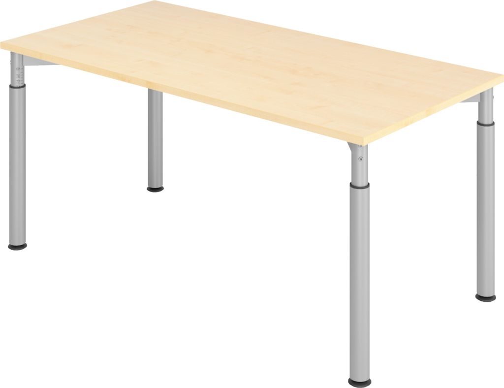 bümö Schreibtisch Serie-Y - Nachbildung Ahorn, Gestell: Silber, Größe: 160 x 80 cm
