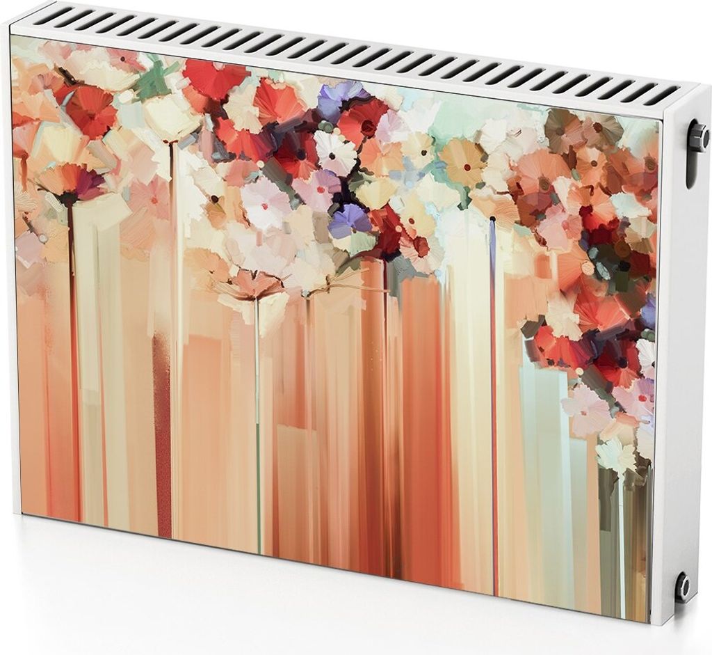 Bemalte Blumen – Magnetische Heizkörperabdeckung – 80x60 cm – Magnet Heizkörperabdeckung – 3D Würfel – Heizkörperverkleidung – Magn...