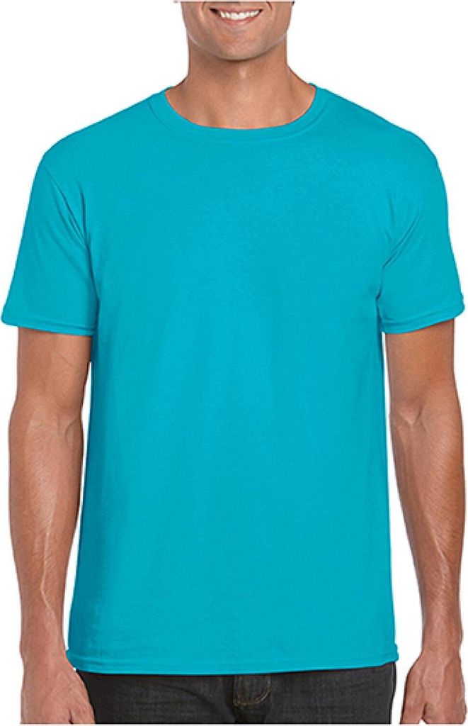 Gildan 64000 | Softstyle Herren T-Shirt modischer Kragen - Farbe: Tropical Blue - Größe: S