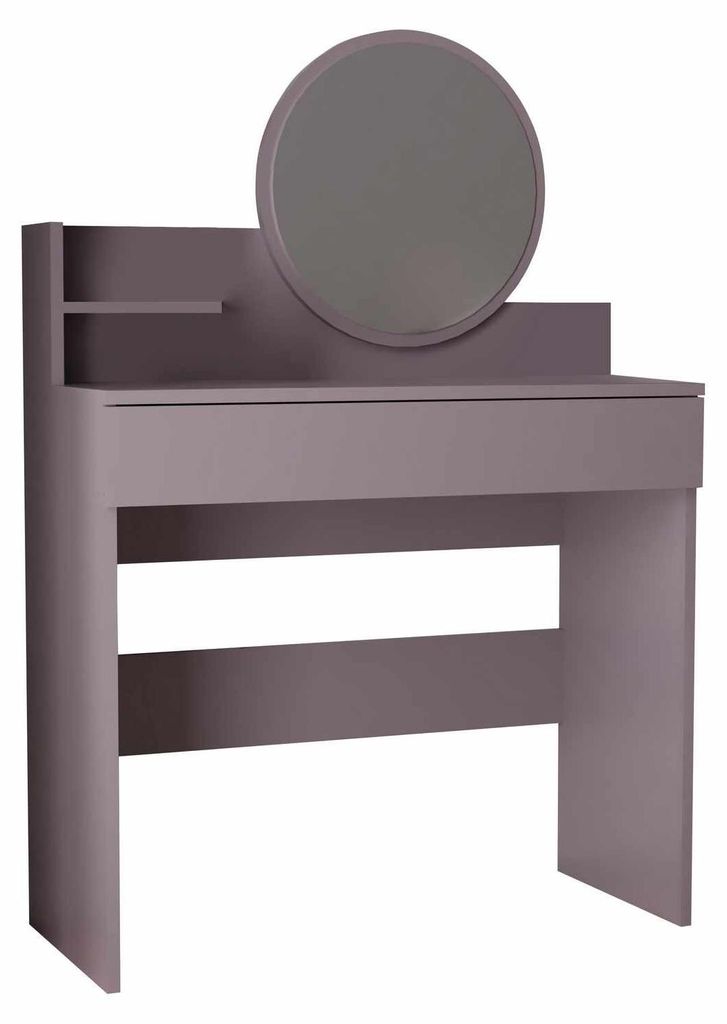 Schminktisch mit Spiegel aus Holz "Harmony Mini Round" - 90 x 40 x 133 cm - Violett