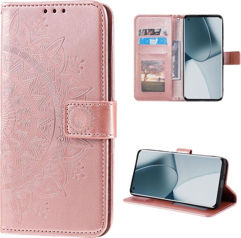 Hülle für OnePlus 10 Pro 5G Handyhülle Flip Case Cover Etui Mandala Rosegold