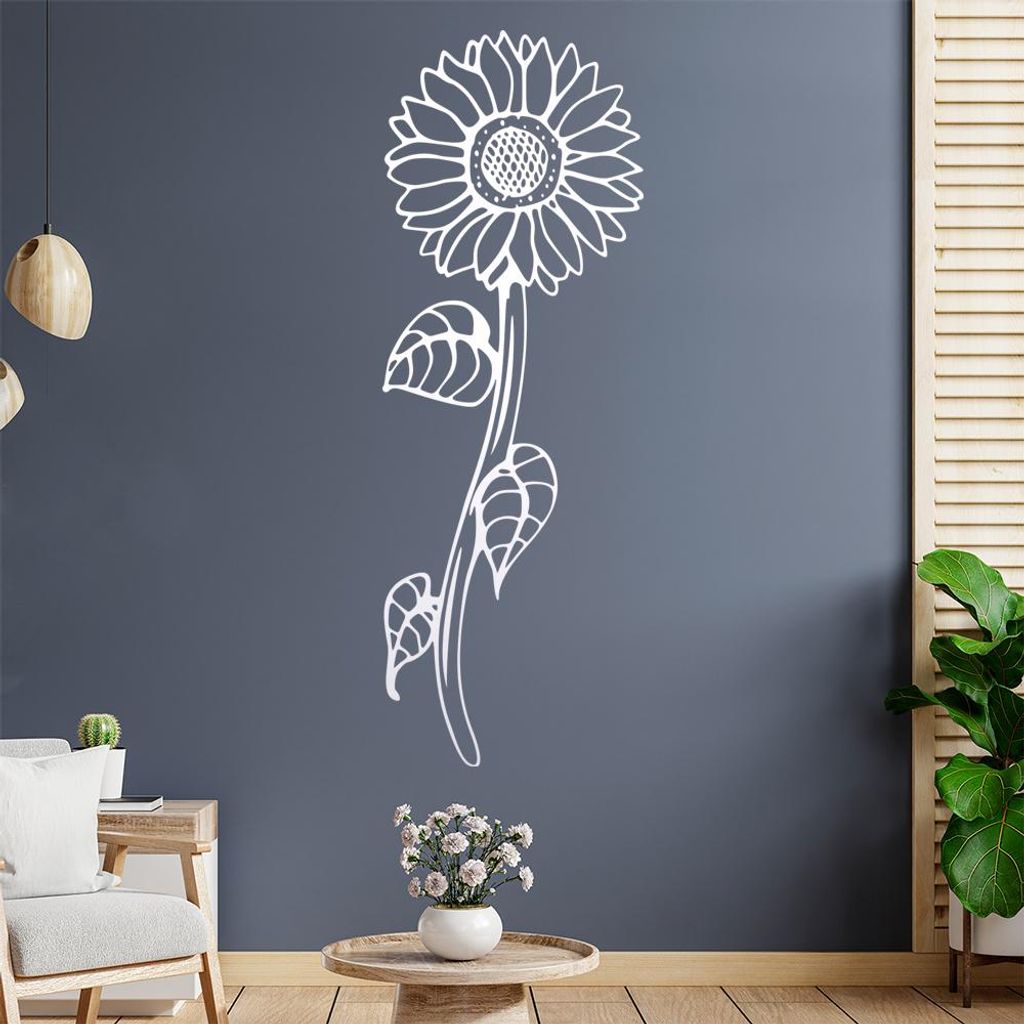 Sonnenblume - Pflanze Wandtattoo in 6 Größen - Wandaufkleber Wall Sticker - Dekoration, Küche, Wohnzimmer, Schlafzimmer, Badezimmer