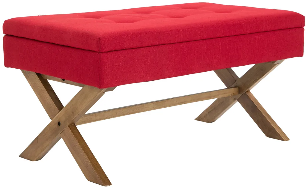 Banc Namaro rouge avec rangement : finissez-en avec le désordre du salon