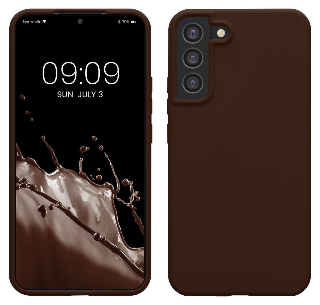 kwmobile Handyhülle für Samsung Galaxy S22 Plus Hülle - Case Silikon - Kabelloses Laden - Schutzhülle Cover in Chocolate