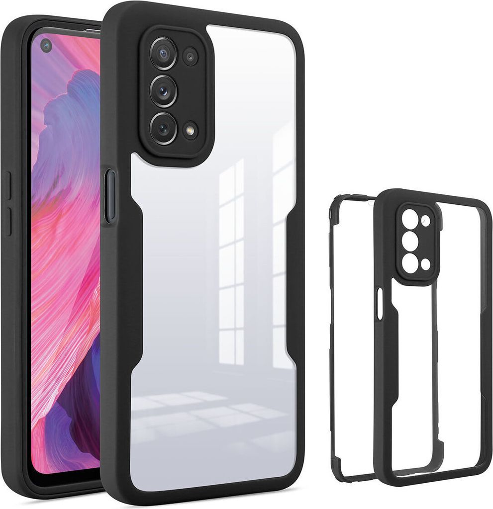 OPPO A54 5G Schutzhülle, Eingebautem Displayschutz 360 Grad Komplettschutz Handyhülle für OPPO A74 5G / A93 5G / A54 5G Schwarz